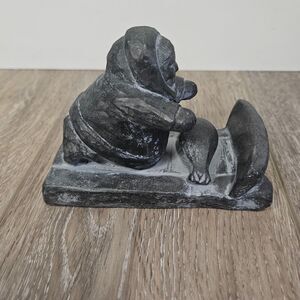 Vintage Alaskan Original Hand Carved Cast Sculpture Eskimo Inuit Ice Fishing